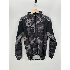 Arsuxeo Gray Camo Cycling Jacket Mens Sz S Full Zip Softshell Reflective Fleece